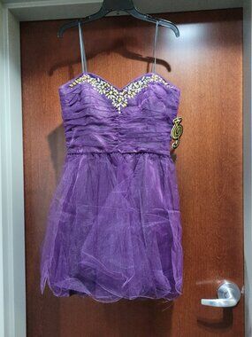 Josh & Jazz 310930 Size 14 Purple Short Cocktail Homecoming Prom Dress